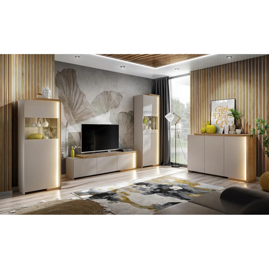 Komoda DASAR 150 3D dąb artisan/kaszmir