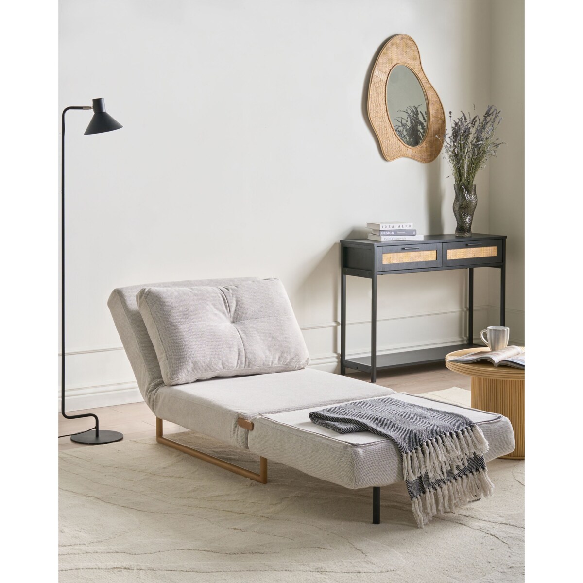 Sofa rozkładana jednoosobowa JERSLEV Złamana biel