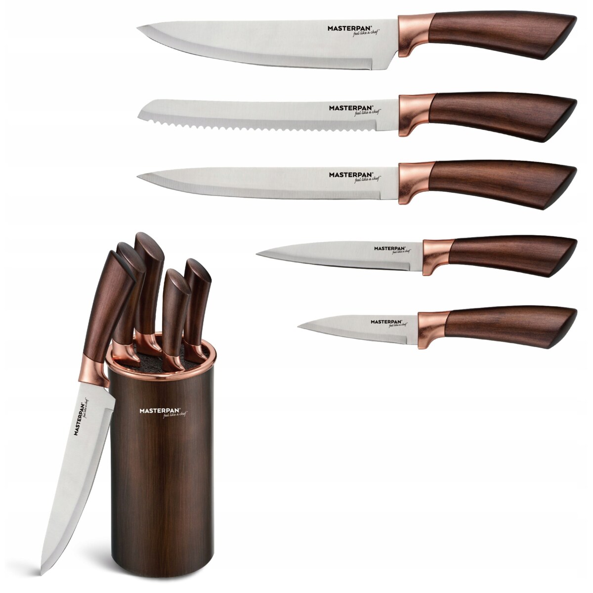 Zestaw Komplet Noży Kuchennych W Bloku 6 El. Ostre Premium