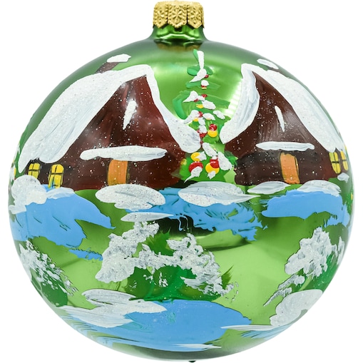 Bombki okrągłe zielone: Zimowa Chatka