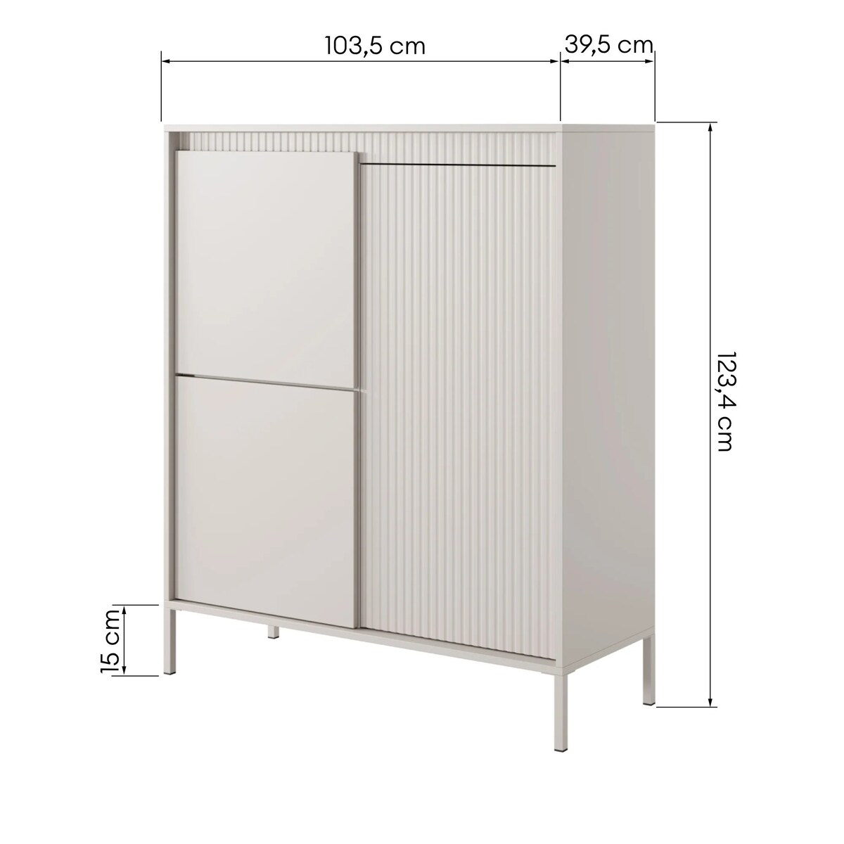 Komoda 3-drzwiowa z szufladami 123,4x103,5 cm LEMAL beżowy