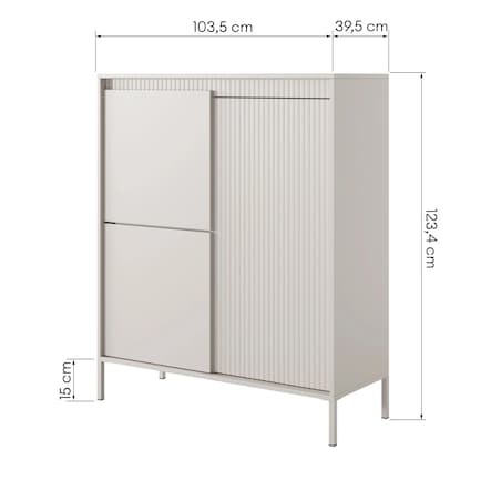Komoda 3-drzwiowa z szufladami 123,4x103,5 cm LEMAL beżowy