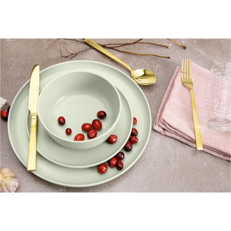 VICTO Elegancki komplet obiadowy 6-osobowy w kolorze beżowym, 24 el, KONSIMO