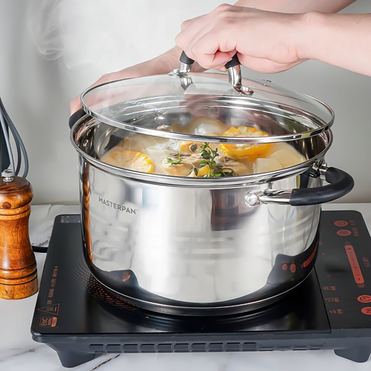 Zestaw Garnków Indukcyjnych 12 El. Ze Szklanymi Pokrywkami