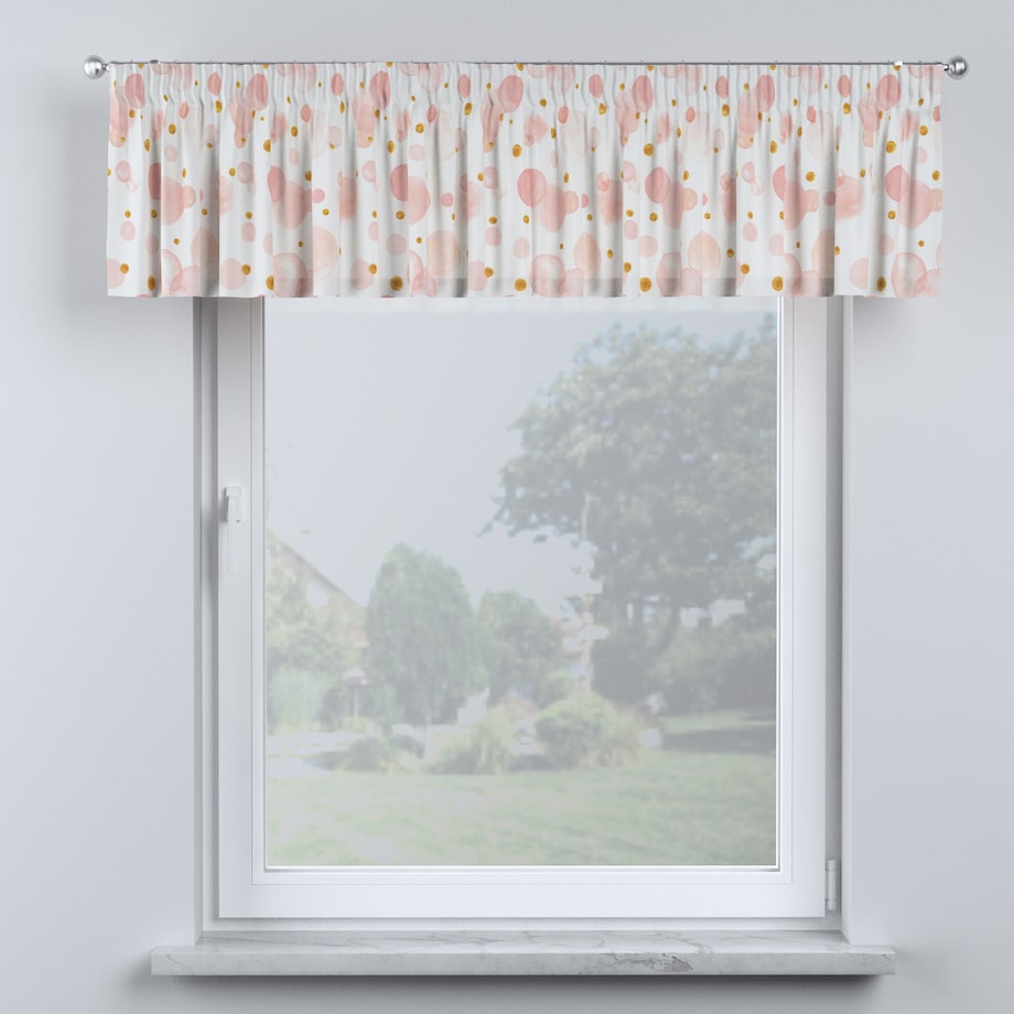 Lambrekin na taśmie marszczącej 130x40 ecru-różowy