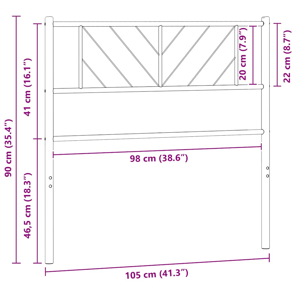 vidaXL Metalowe wymienne wezgłowie, czarne, 100 cm