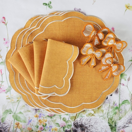 Obrączki na serwetki Yellow Bows - 4 sztuki