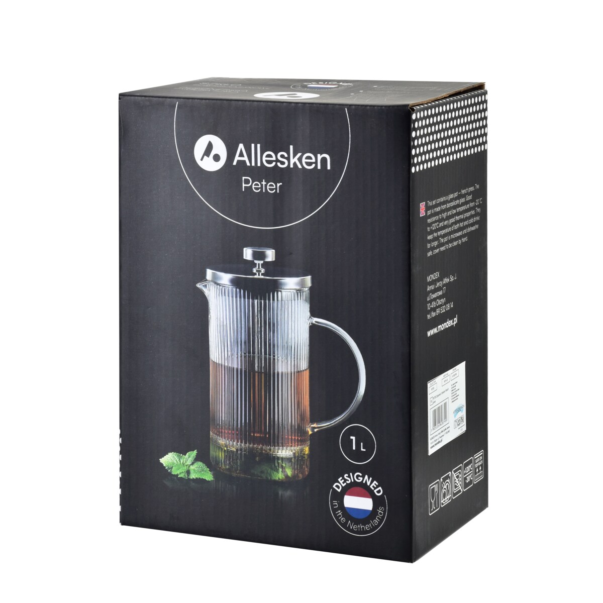 PETER Dzbanek z tłokiem french presspaski 1000ml 10.5 x17xh20.5cm