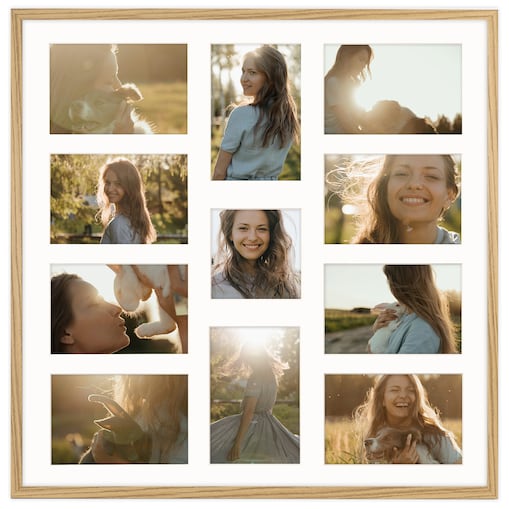 Ramka na zdjęcia 1x 10x10 10x 10x15 dębowa galeria na 11 zdjęć multirama 50x50 FRAMAI