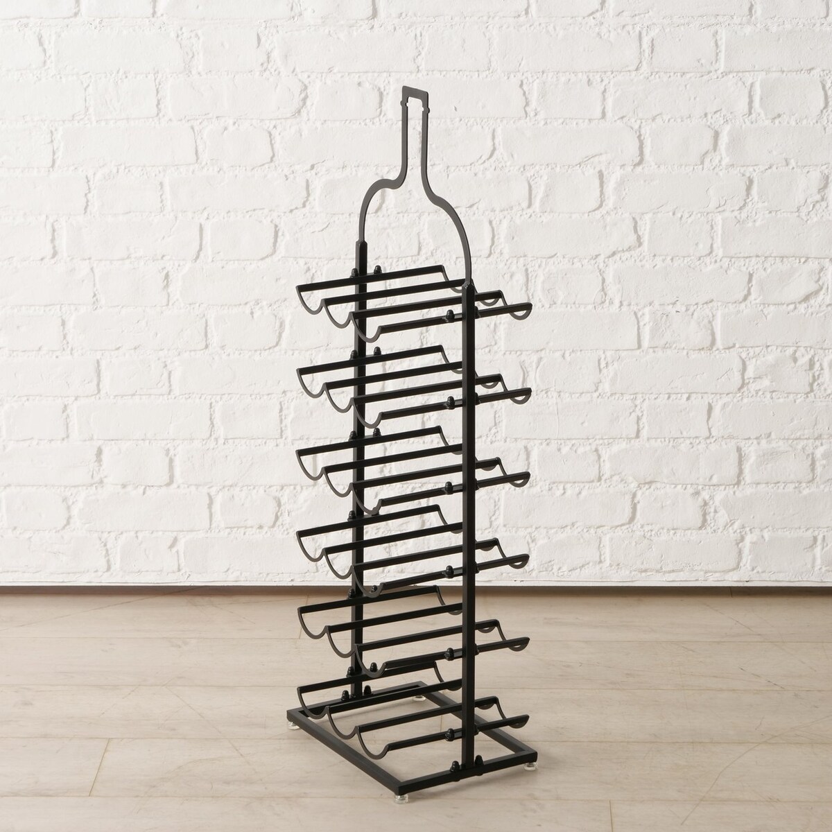 Stojak na wino metalowy w kształcie butelki BOTELLA, wys. 91 cm, kolor czarny