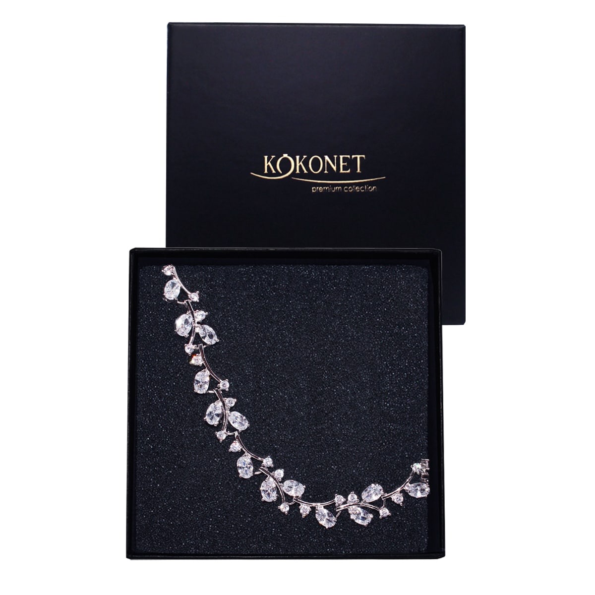 Bransoletka ślubna kwiatowa SREBRNA motyw ROŚLINNY ślub dla PANNY MŁODEJ