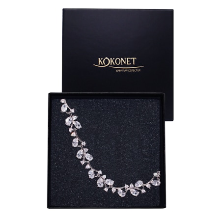 Bransoletka ślubna kwiatowa SREBRNA motyw ROŚLINNY ślub dla PANNY MŁODEJ