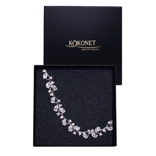 Bransoletka ślubna kwiatowa SREBRNA motyw ROŚLINNY ślub dla PANNY MŁODEJ