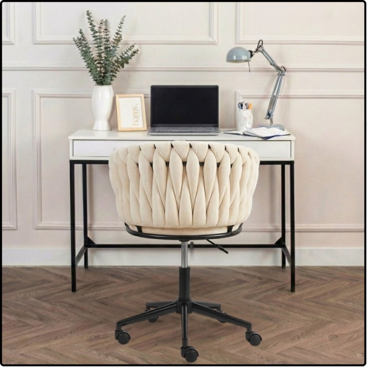 Fotel biurowy obrotowy krzesło biurowe wygodne do biurka regulowany beżowe