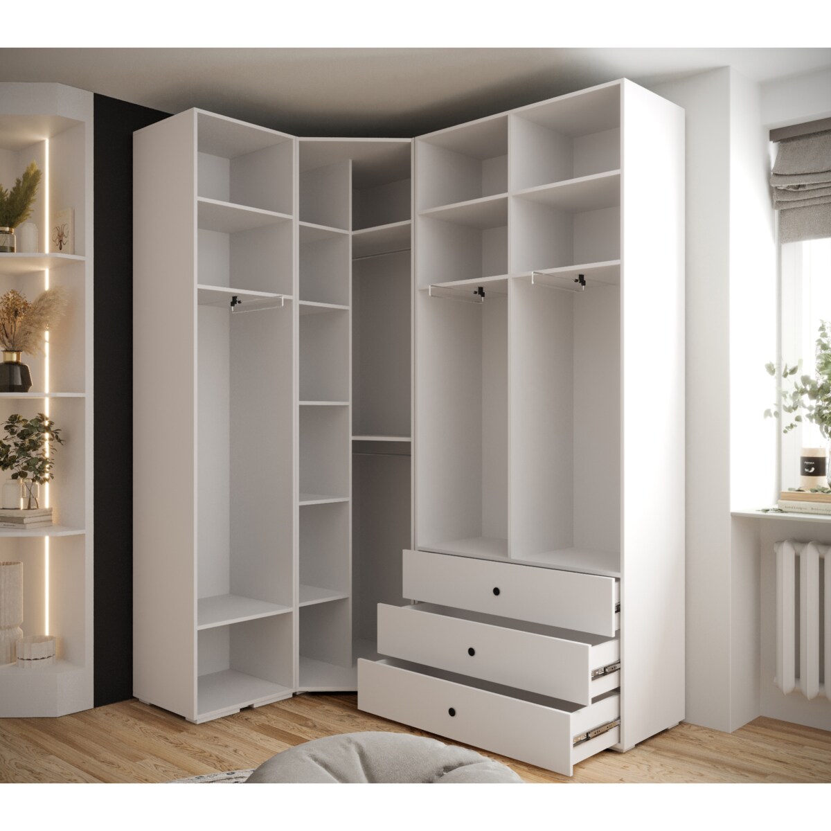 Garderoba wysoka do przedpokoju INOVA 1 Z6 biały+czarny