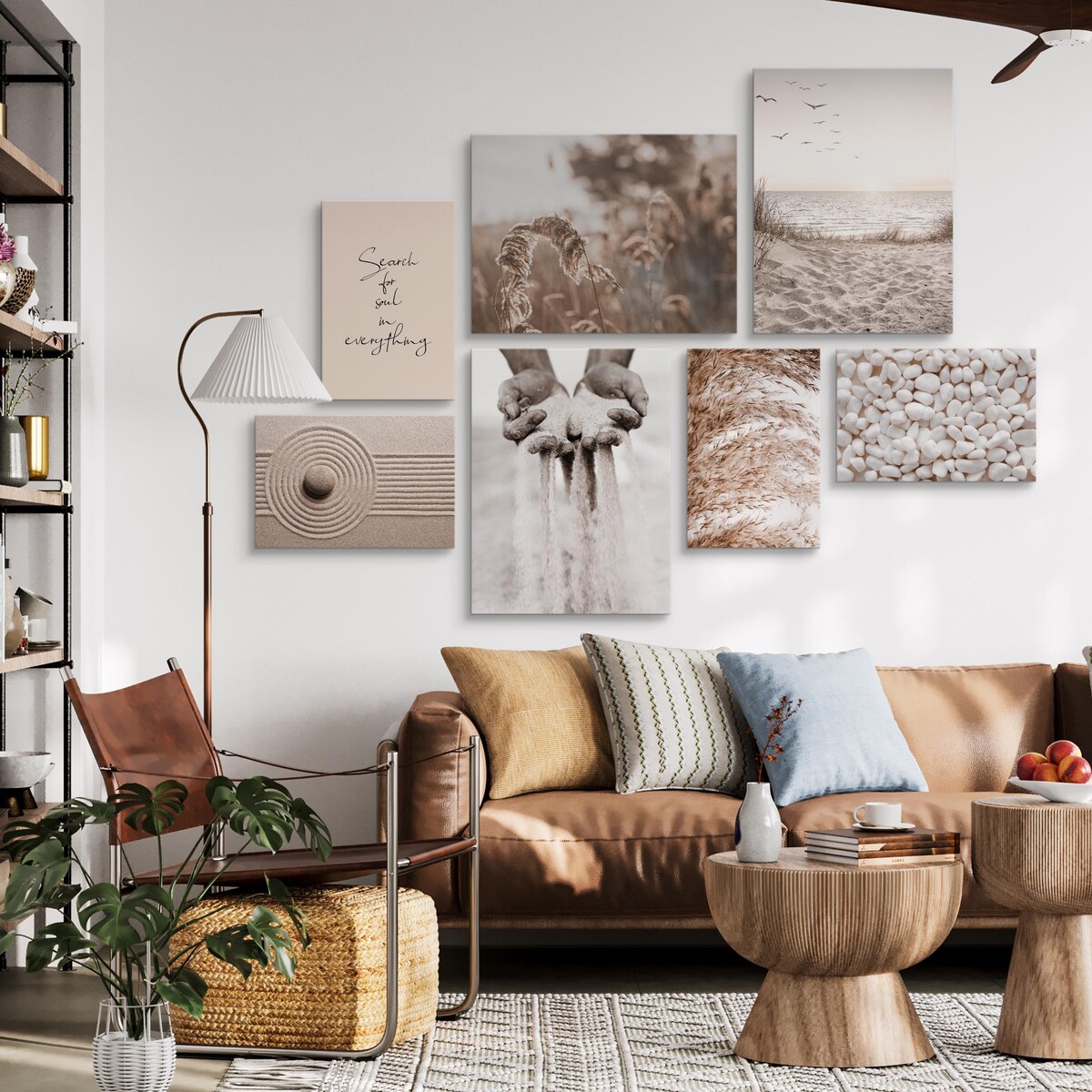 Zestaw Obrazów MORZE Trawy Plaża Boho 110x80cm