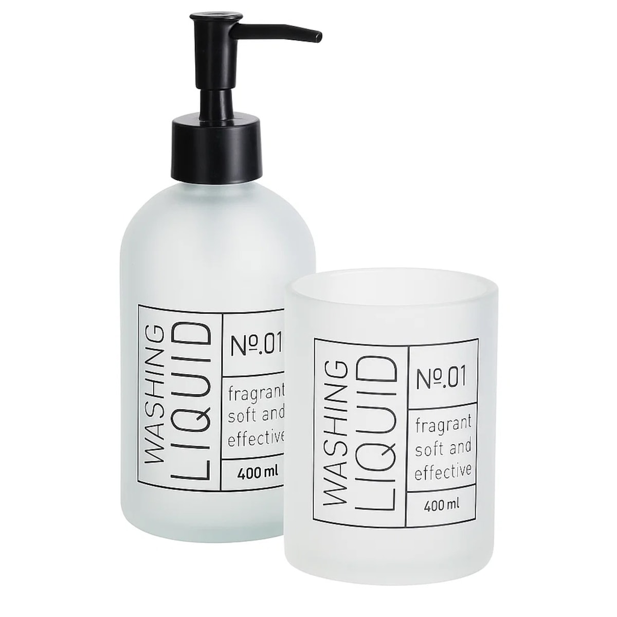 Szklany dozownik do mydła i kubek na szczoteczki ONYX