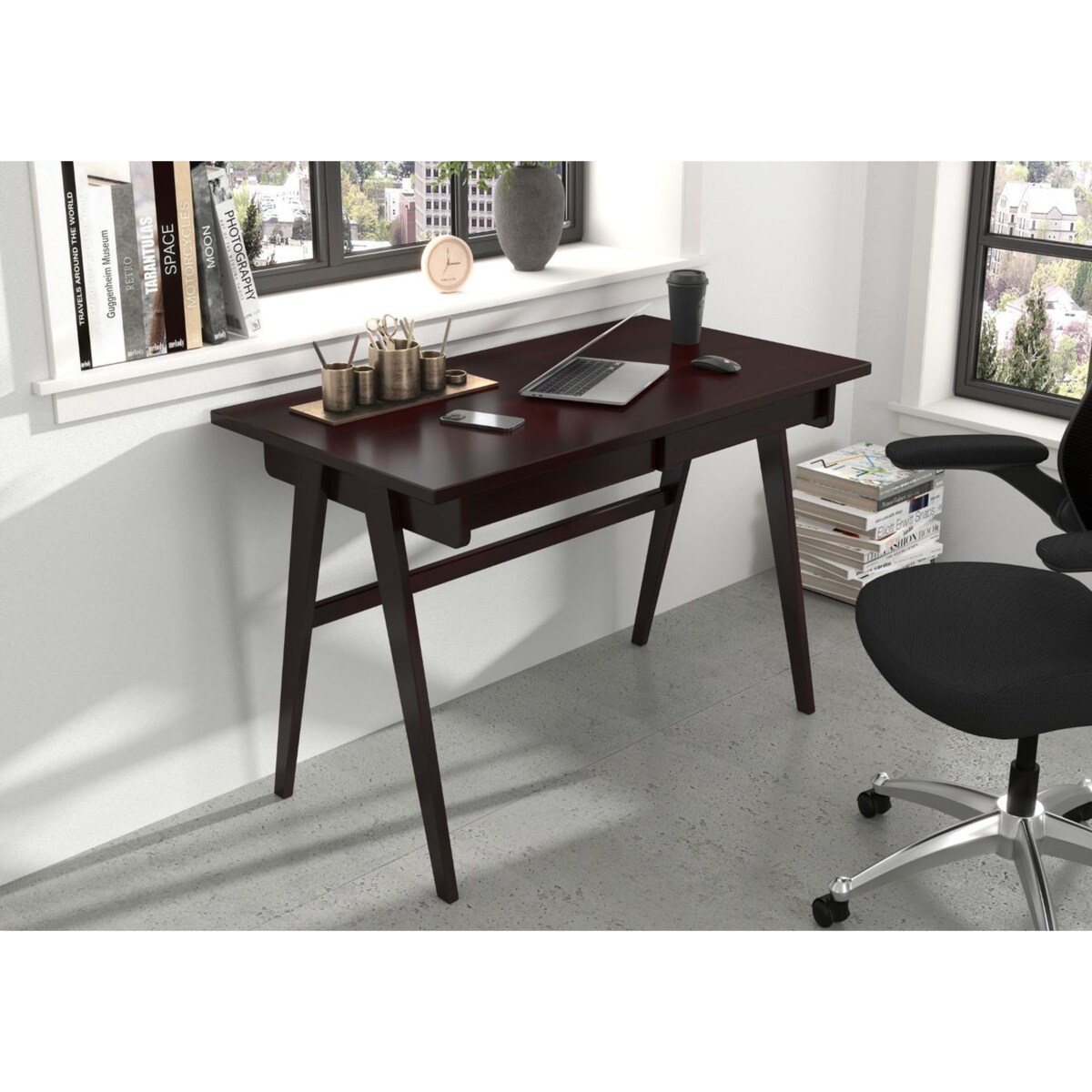 Drewniane bukowe biurko / toaletka z szufladami Visby EDDA / kolor palisander