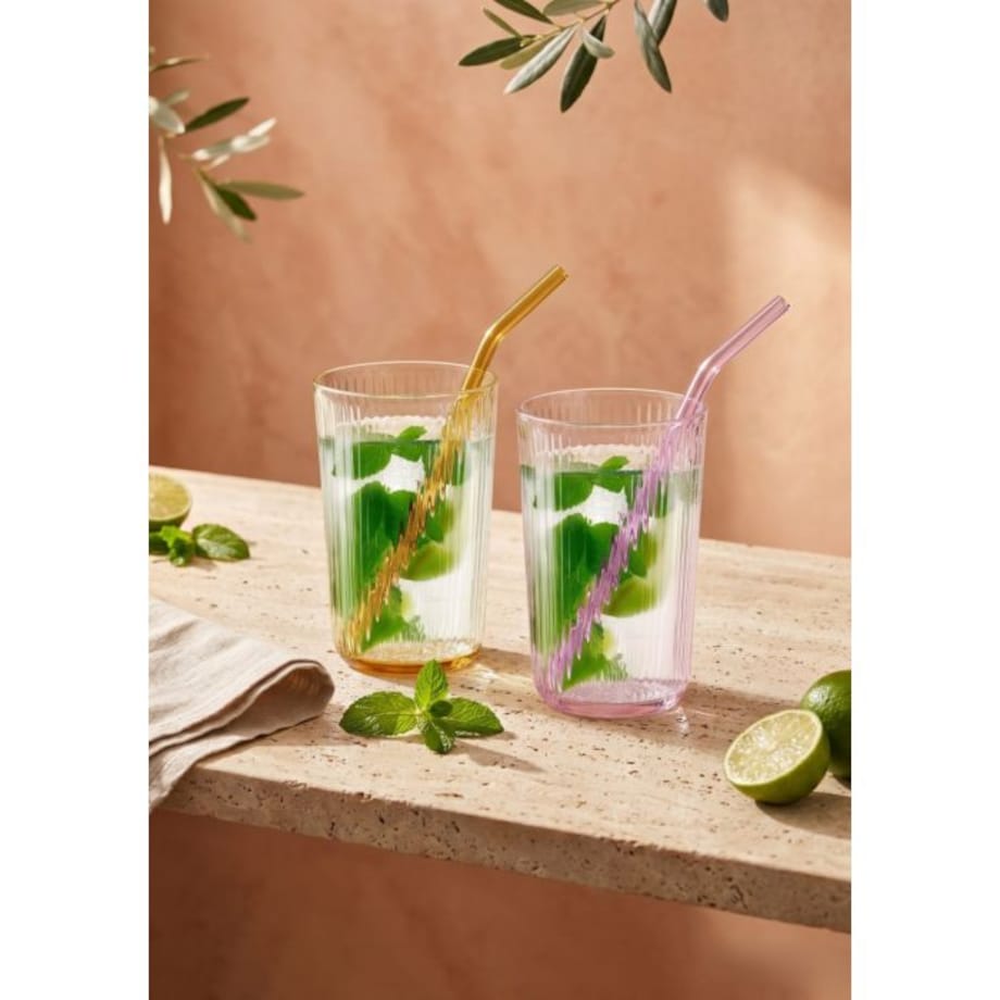Zestaw 6 szklanek z kolorowym dnem 500 ml ze słomkami Vibra 32217