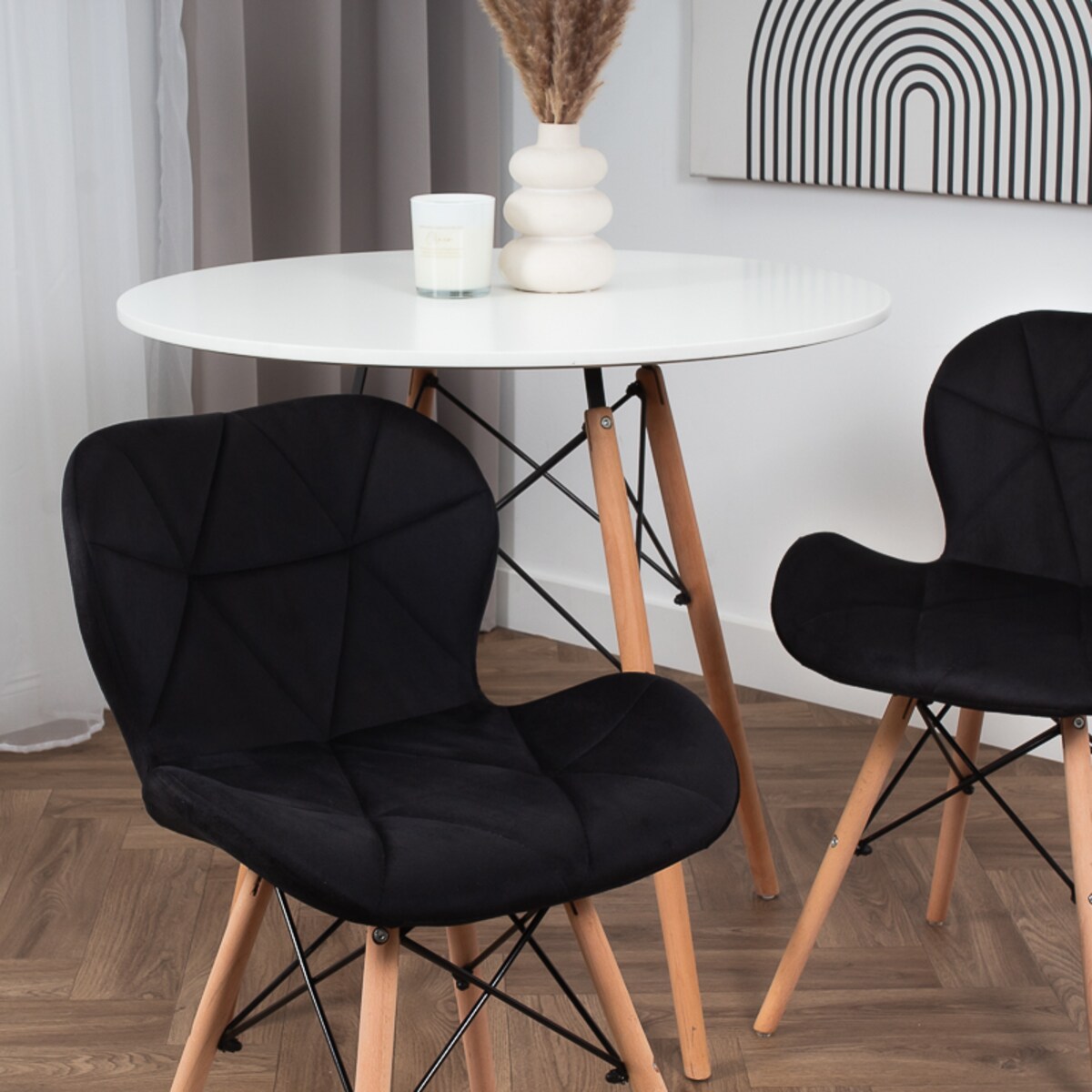 Krzesło Tapicerowane Welurowe Do Jadalni Salonu Pikowane Skandynawskie