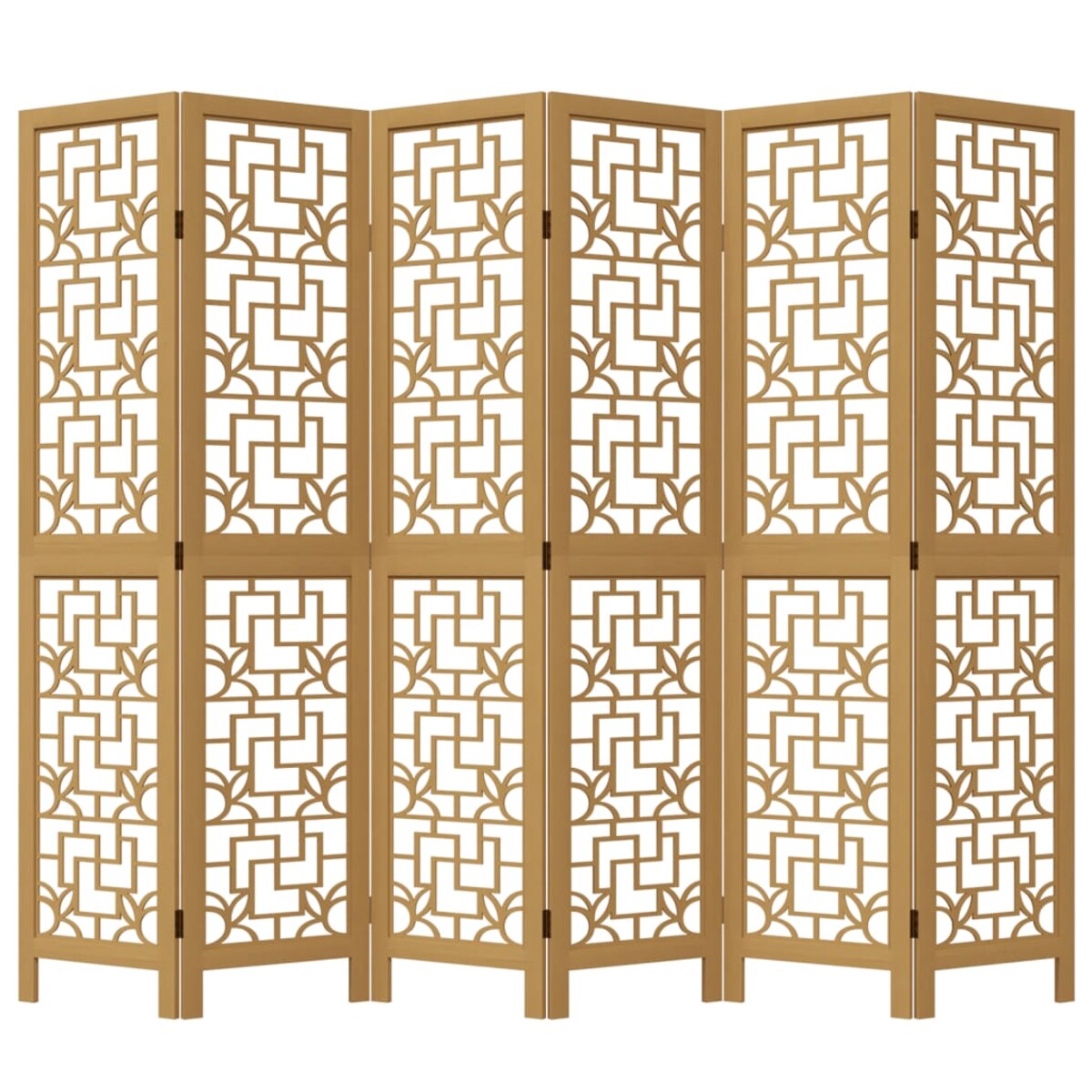 vidaXL Parawan pokojowy, 6-panelowy, brązowy, lite drewno paulowni