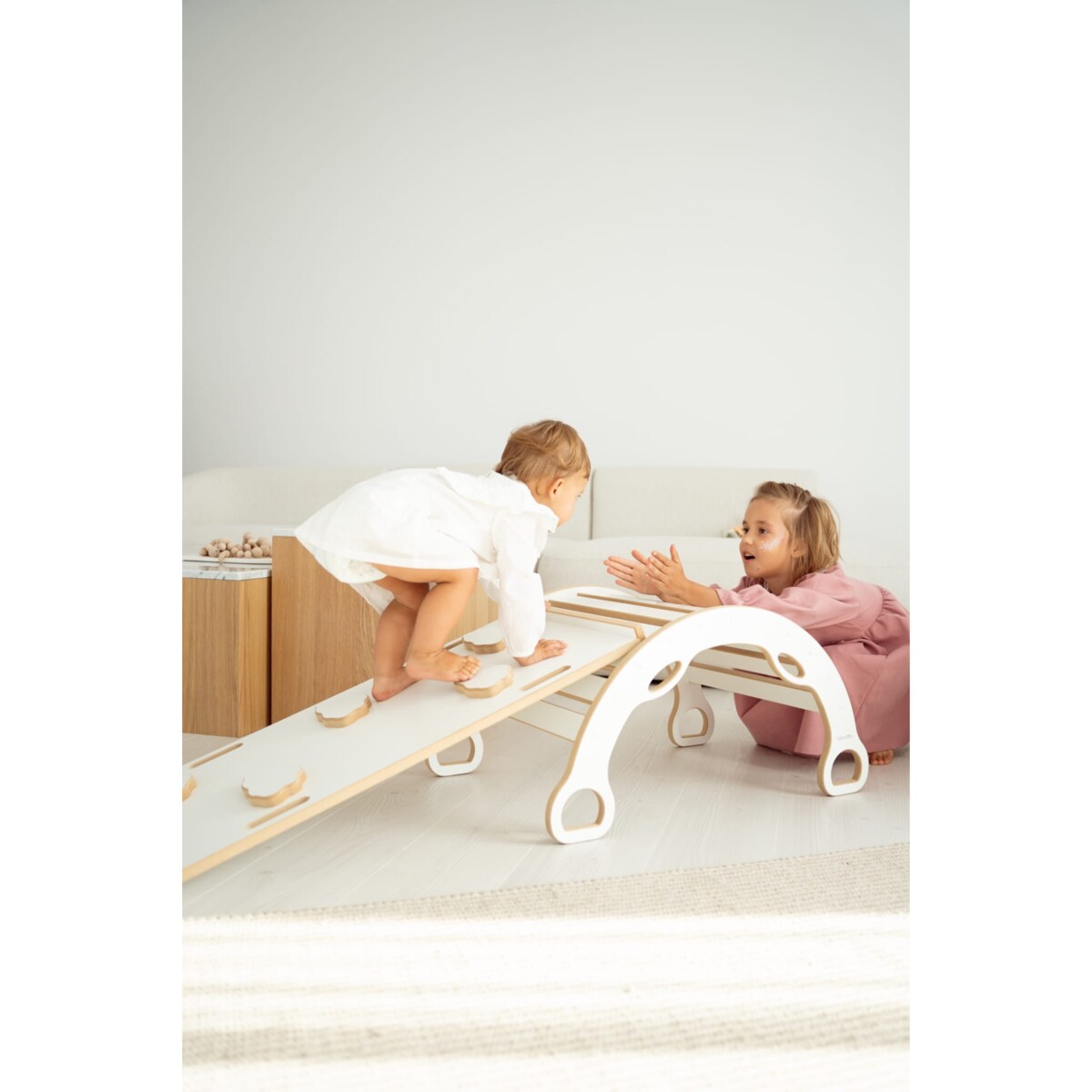 MAŁY bujak montessori z uchwytami + MAŁA zjeżdżalnia CHMURKI