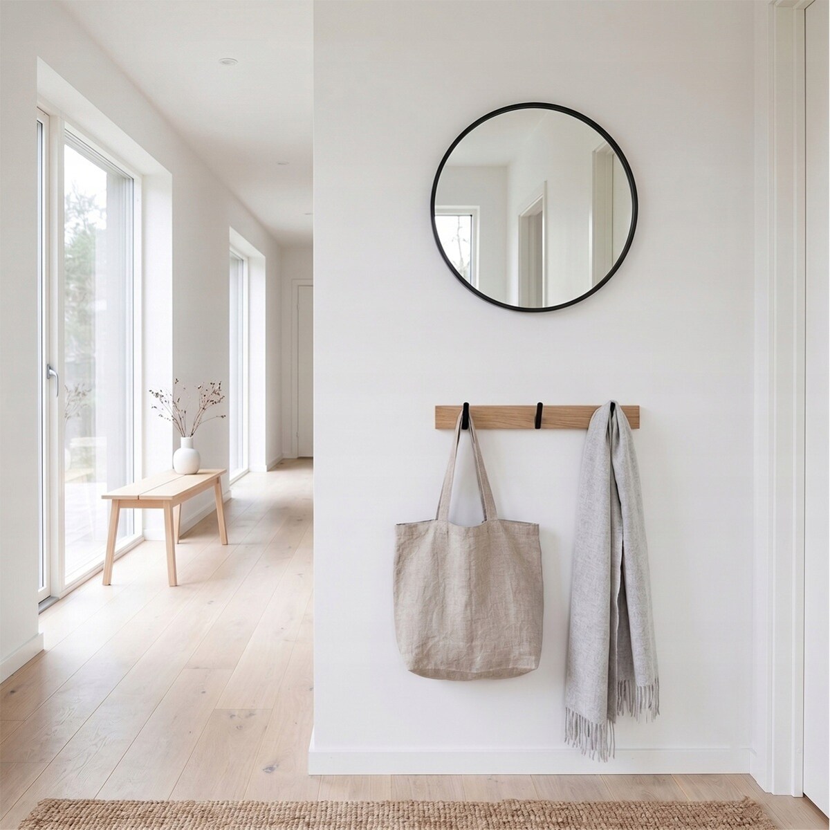 LUSTRO OKRĄGŁE ŁAZIENKOWE 50cm METALOWE CZARNE LOFT ŚCIENNE DO POWIESZENIA