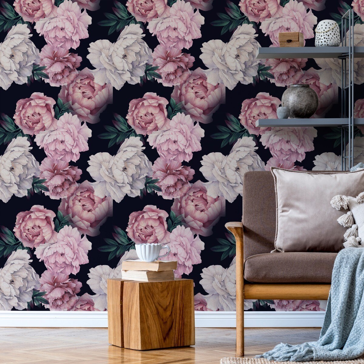 Tapeta Kolorowe PIWONIE Malowane Kwiaty Akwarela