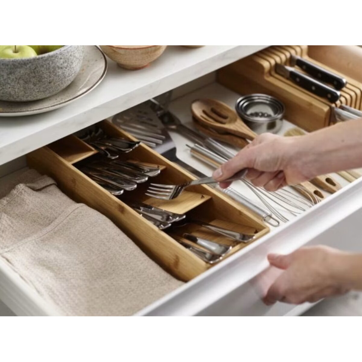 Bambusowy organizer na sztućce DrawerStore, 6 x 12.2 x 39.8 cm, Joseph Joseph
