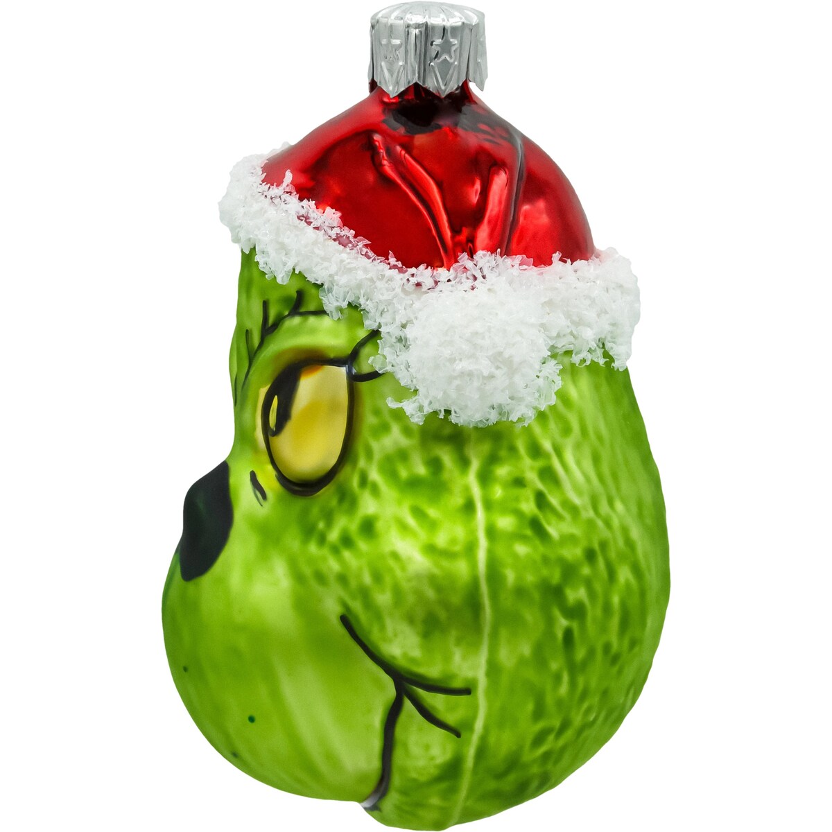 Bombka choinkowa: Zielony stwór Grinch w czapce Mikołaja