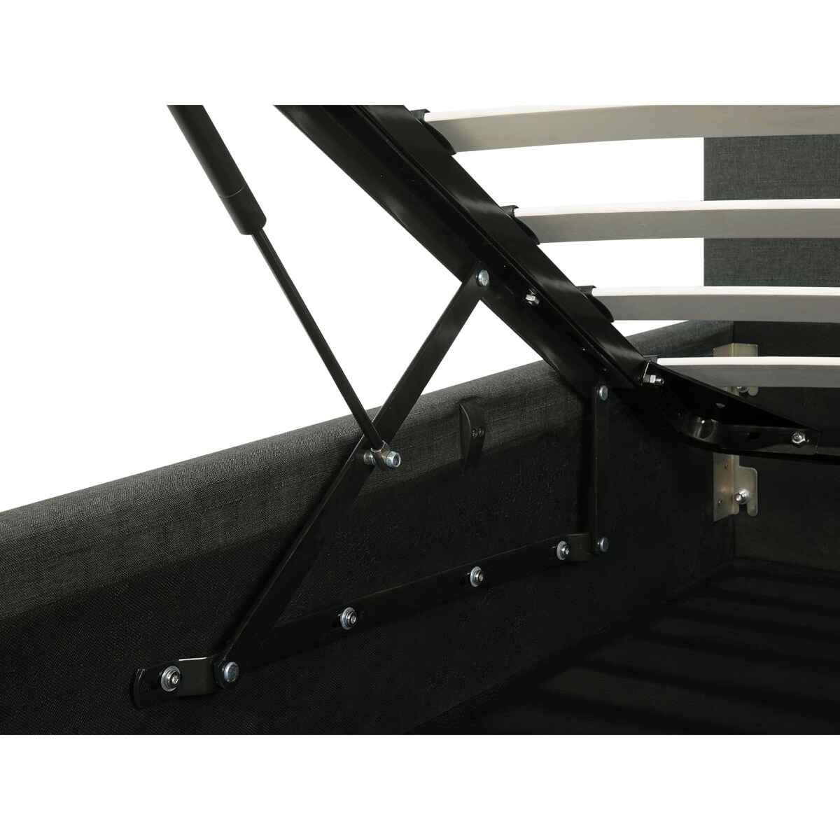 Łóżko z pojemnikiem tapicerowane 180 x 200 cm ciemnoszare RENNES