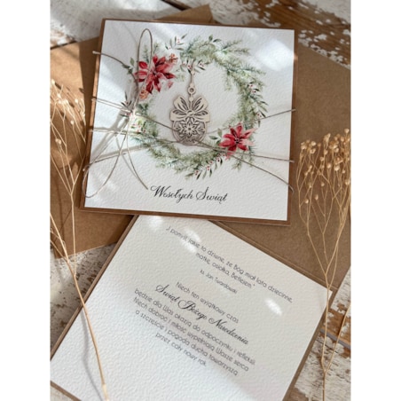 Wyjątkowa ręcznie robiona kartka świąteczna na Boże Narodzenie na piękne życzenia świąteczne - prezent