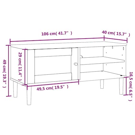 vidaXL Szafka TV SENJA, z plecionką, czarna, 106x40x49 cm, sosnowa