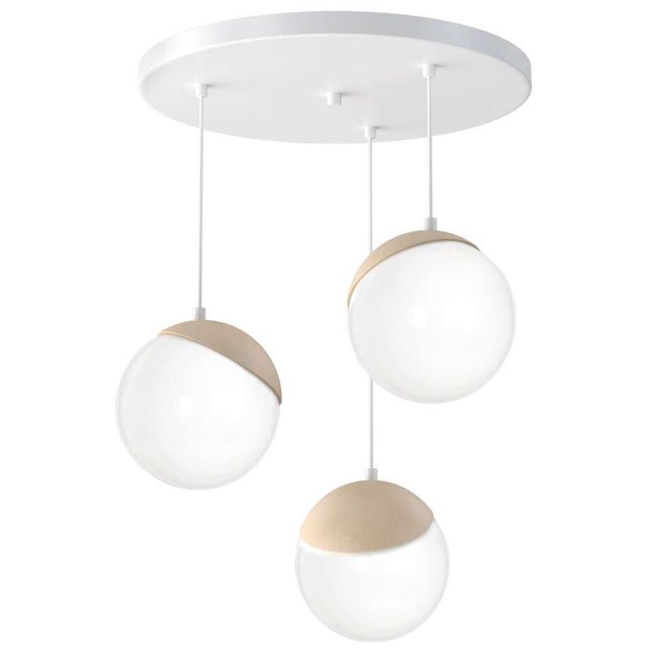 Loftowa LAMPA wisząca SFERA WOOD MLP5425 Milagro skandynawska OPRAWA szklane kule ZWIS kaskada biała drewno