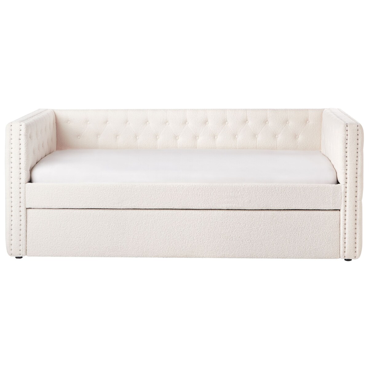 Łóżko wysuwane Boucle GASSIN 90 x 200 cm Złamana biel