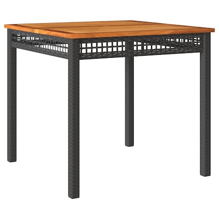 vidaXL Stolik ogrodowy, czarny, 80x80x75 cm, polirattan i akacja