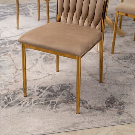 Krzesło Tapicerowane Plecione Glamour DAN Beżowe Do Jadalni Salonu Toaletki
