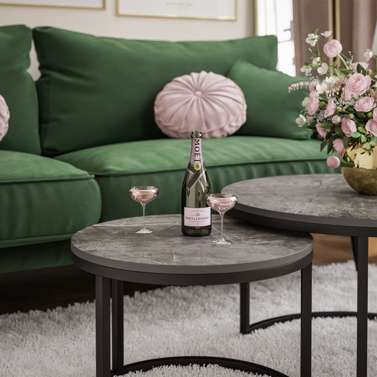 Stolik kawowy CORRIE 2w1 czarny ciemny beton