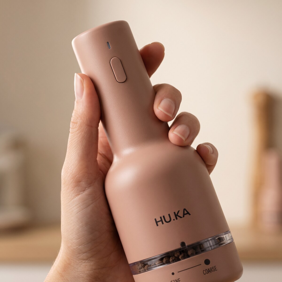 Młynek elektryczny 2w1 do soli i pieprzu USB-C HU.KA Pulse - Warm Clay