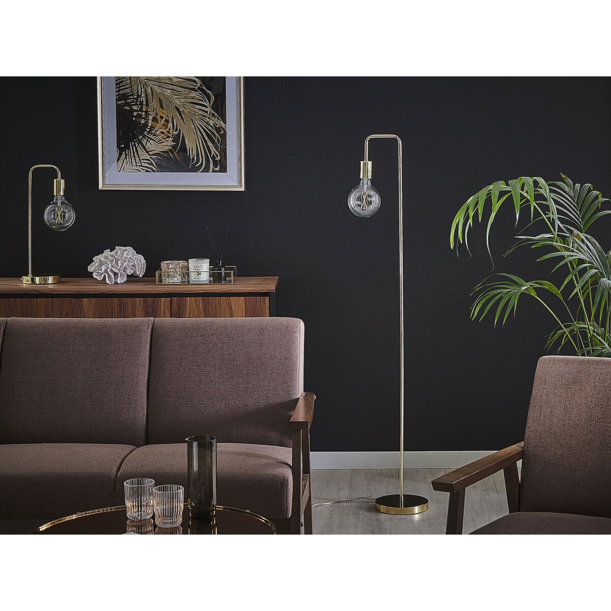 Lampa podłogowa metalowa złota SAVENA