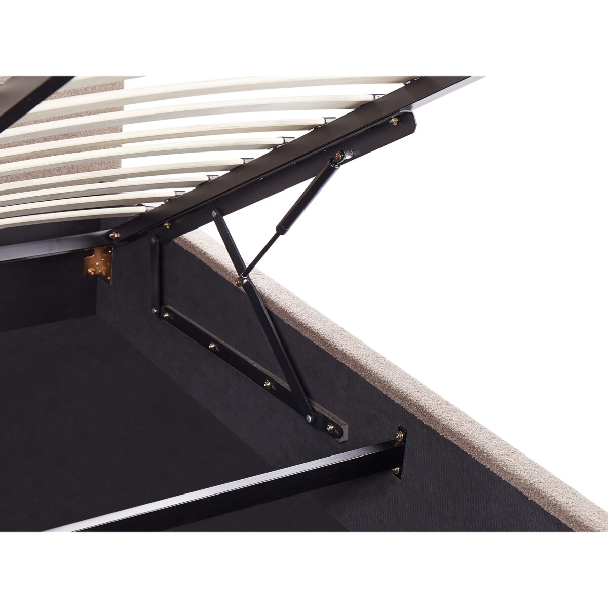 Łóżko z pojemnikiem boucle 160 x 200 cm beżowoszare VAUCLUSE