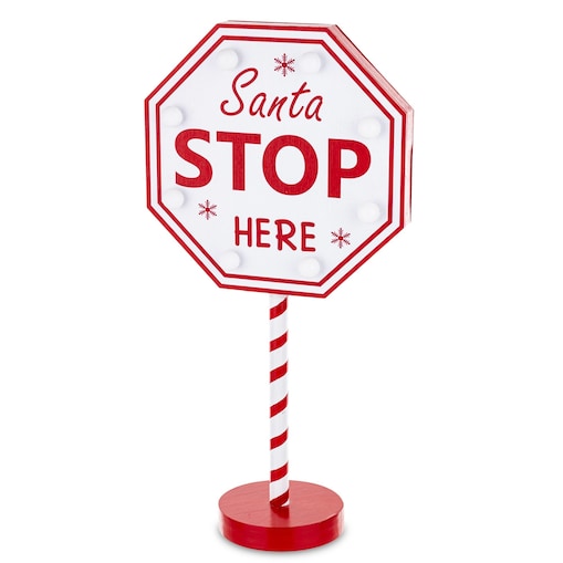 Znak drogowy - dekoracja świąteczna LED SANTA 40 cm