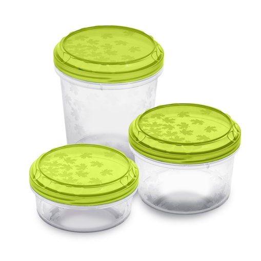 Zestaw Pojemników Plastikowych Do Żywności Okrągłe 3 szt Pojemniki Zielone