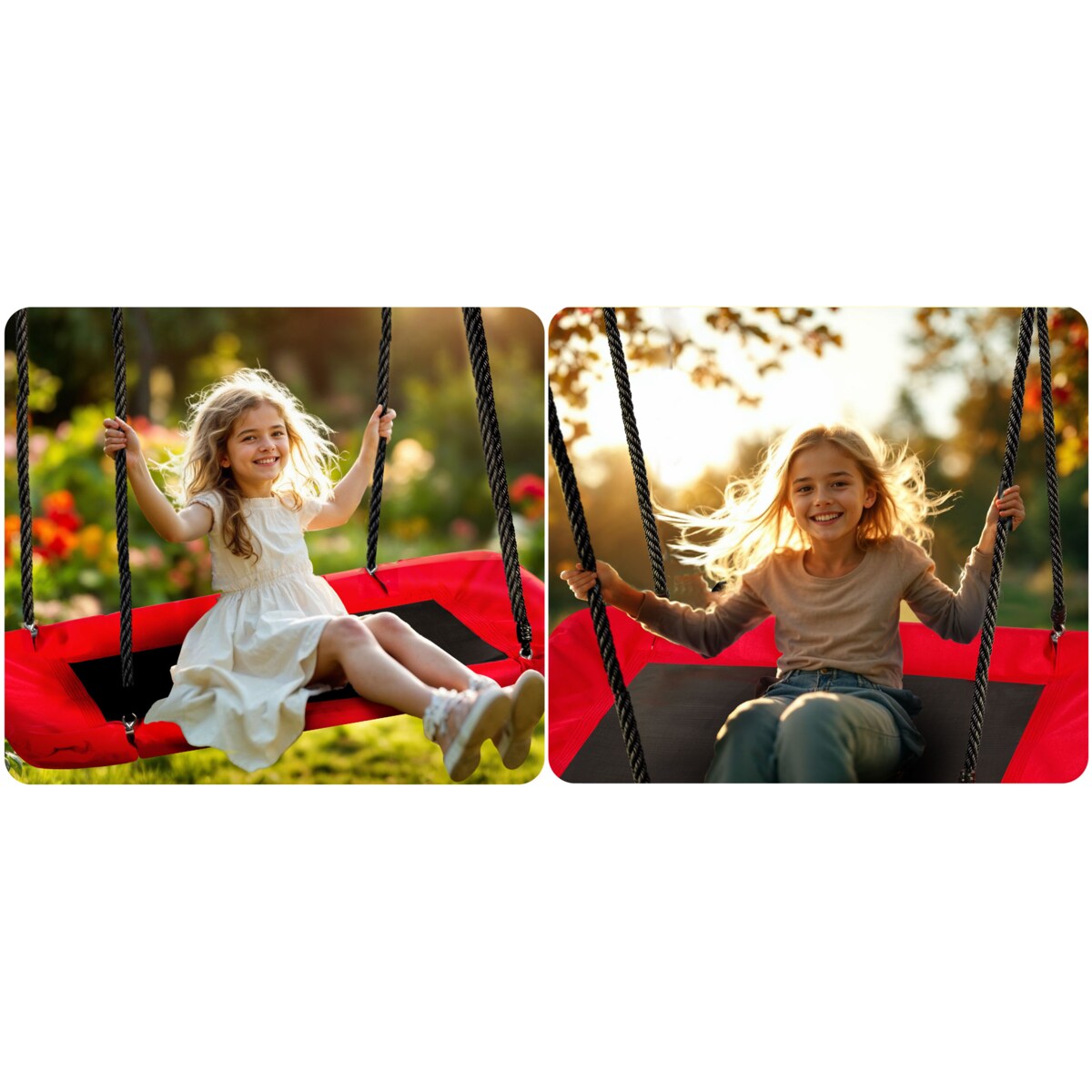 Huśtawka ogrodowa Neo-Sport bocianie gniazdo fotel wiszący 110x70 cm czarno-czerwona