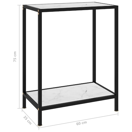 vidaXL Stolik konsolowy, biały, 60x35x75 cm, szkło hartowane