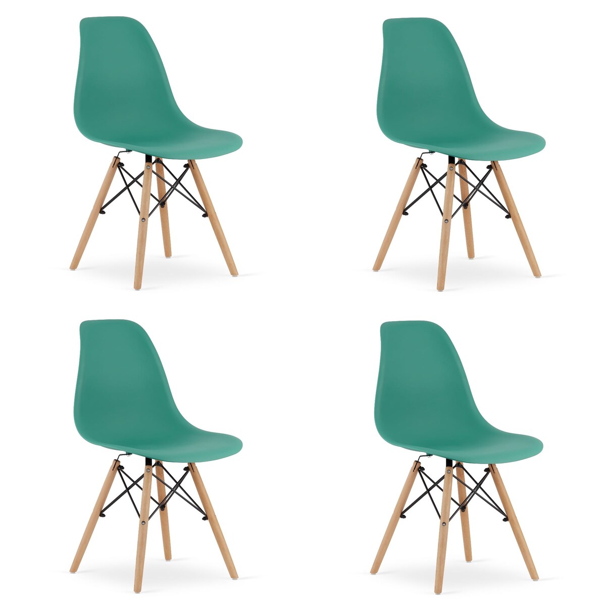 Krzesło Do Jadalni Kuchni Salonu Osaka Zielone / Nogi Naturalne X 4