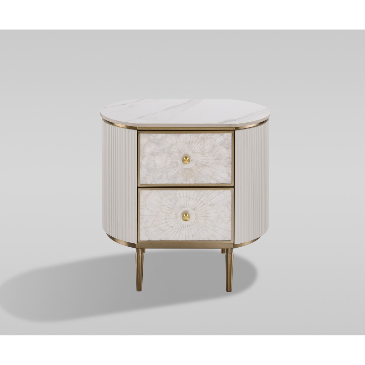 Szafka nocna glamour ecru ryflowana Champion 55x40x55