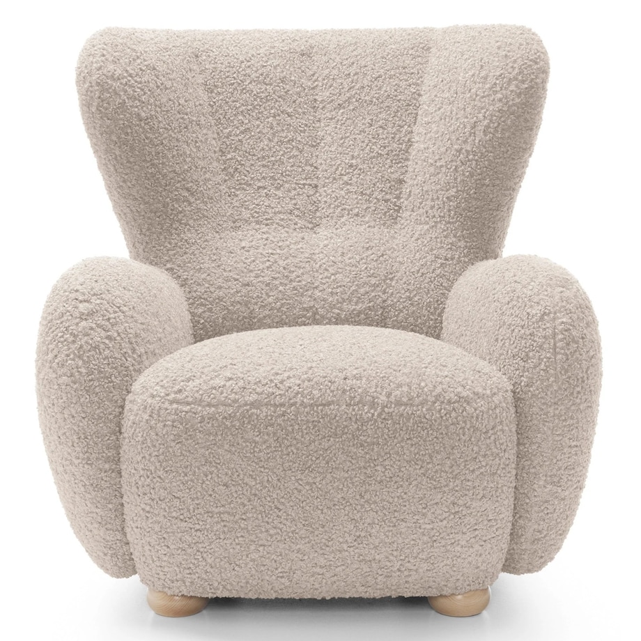 Fotel uszak boucle 91x88x100 cm POLTRONA beżowy