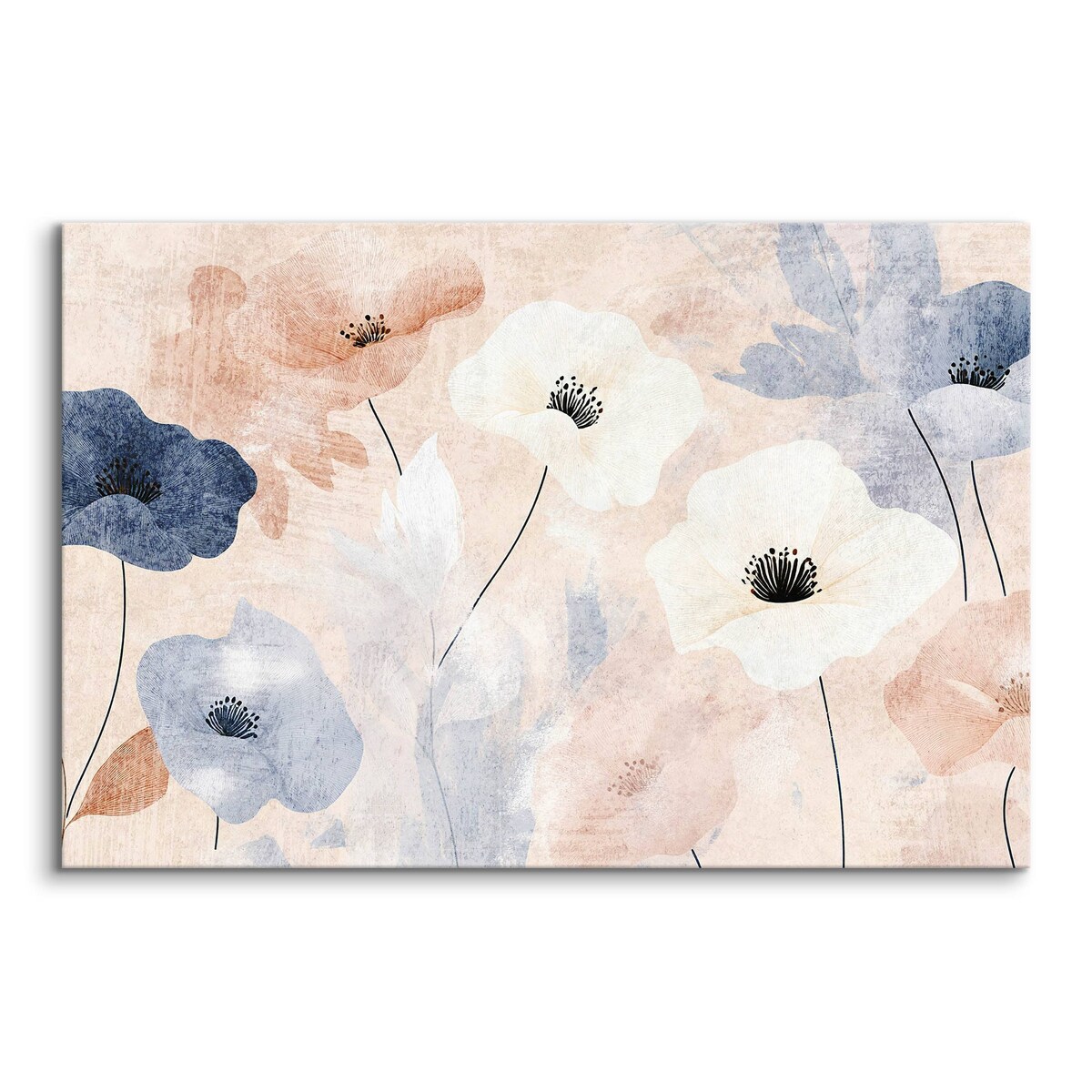 Obraz Na Płótnie Do Salonu Polne Kwiaty Pastelowe Maki Natura 70x50cm