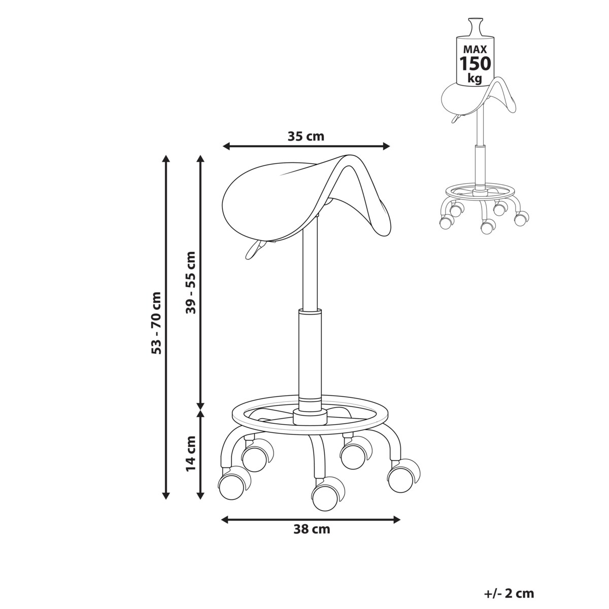 Taboret obrotowy DUMONT Ekoskóra Biały